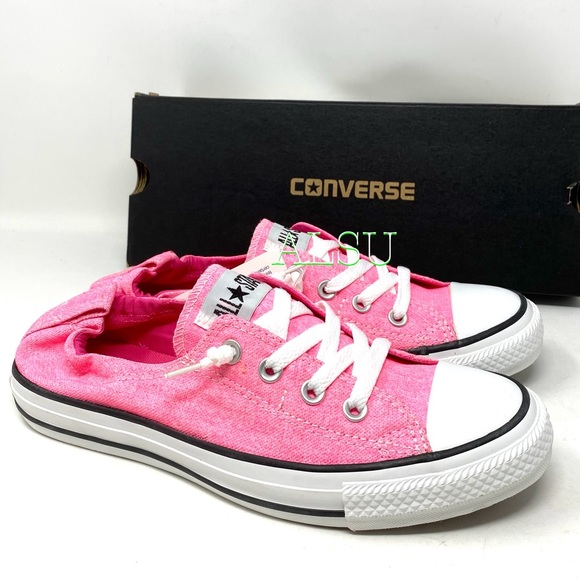 converse shoreline slip on pink